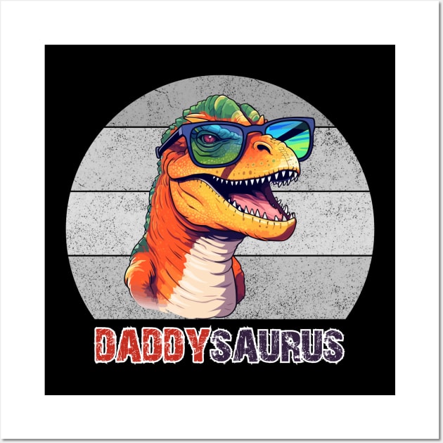 Daddysaurus T rex Dinosaur Brother Saurus Family Matching Wall Art by Emouran